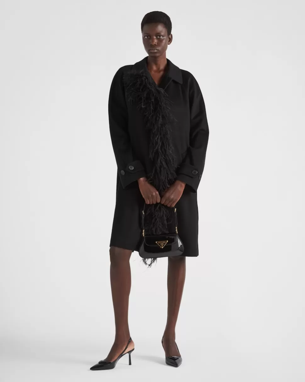 Prada Abrigo De Botonadura Simple En Cachemir Con Plumas^Mujer CHAQUETAS Y ABRIGOS