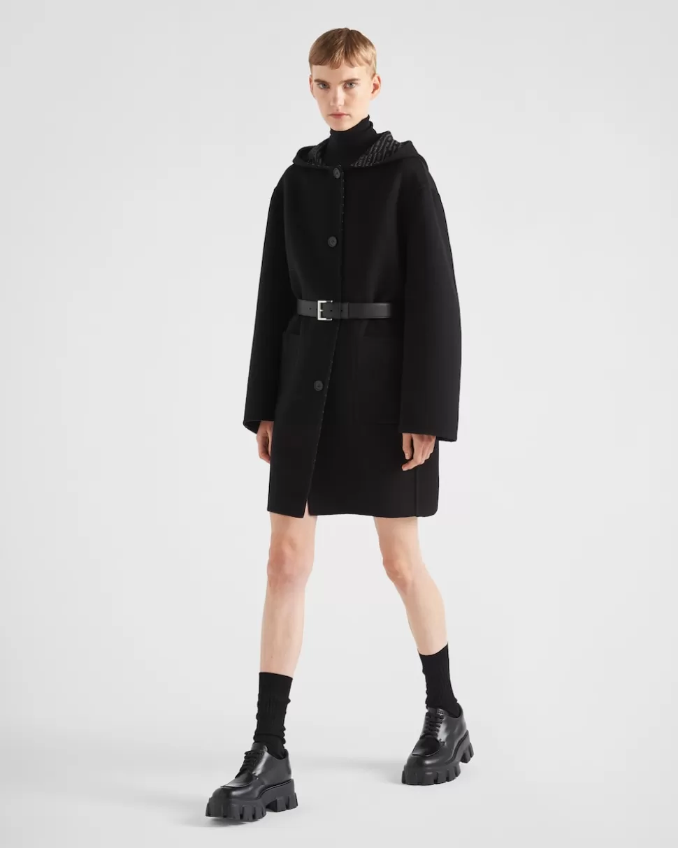 Prada Abrigo De Lana Doble De Botonadura Simple^Mujer CHAQUETAS Y ABRIGOS