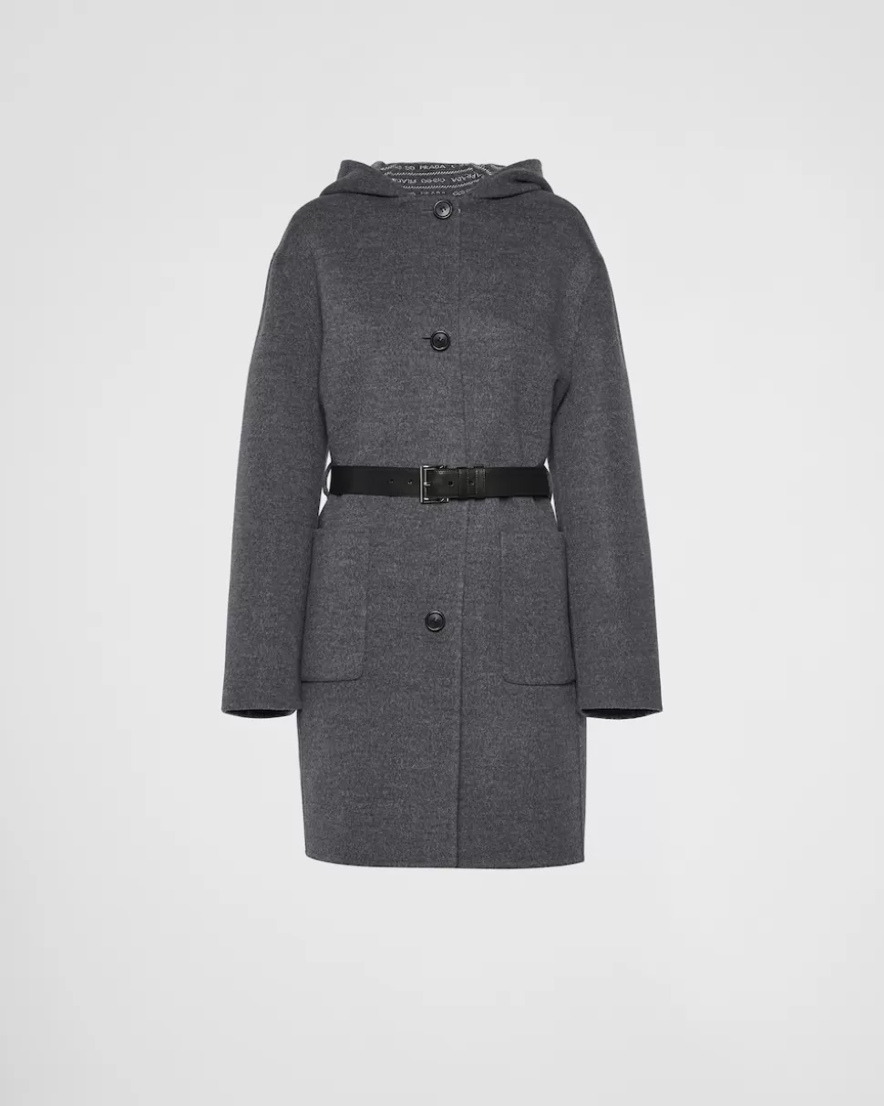 Prada Abrigo De Lana Doble De Botonadura Simple^Mujer CHAQUETAS Y ABRIGOS