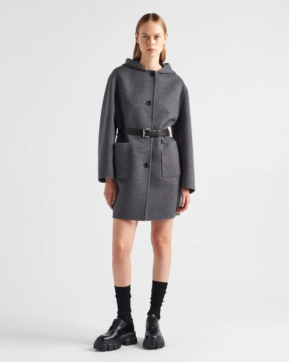 Prada Abrigo De Lana Doble De Botonadura Simple^Mujer CHAQUETAS Y ABRIGOS