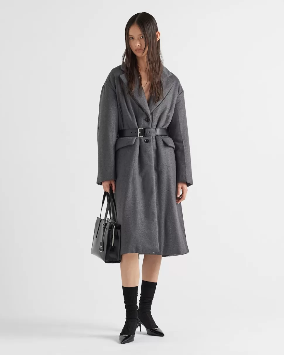 Prada Abrigo Recto De Cachemir Con Cinturón^Mujer CHAQUETAS Y ABRIGOS