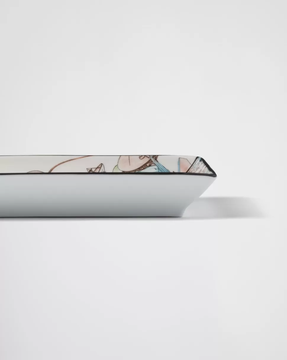Prada Bandeja Rectangular Grande De Porcelana Para Llaves - Florid^ VELAS AROMÁTICAS Y OBJETOS DECORATIVOS