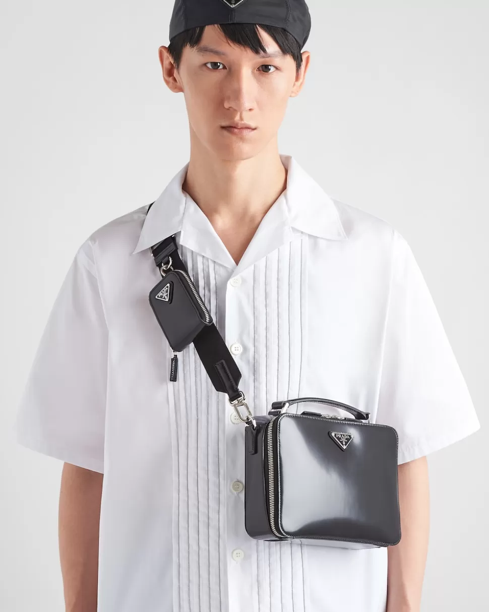 Prada Bolso De Piel Cepillada Brique^Hombre BOLSOS MENSAJEROS