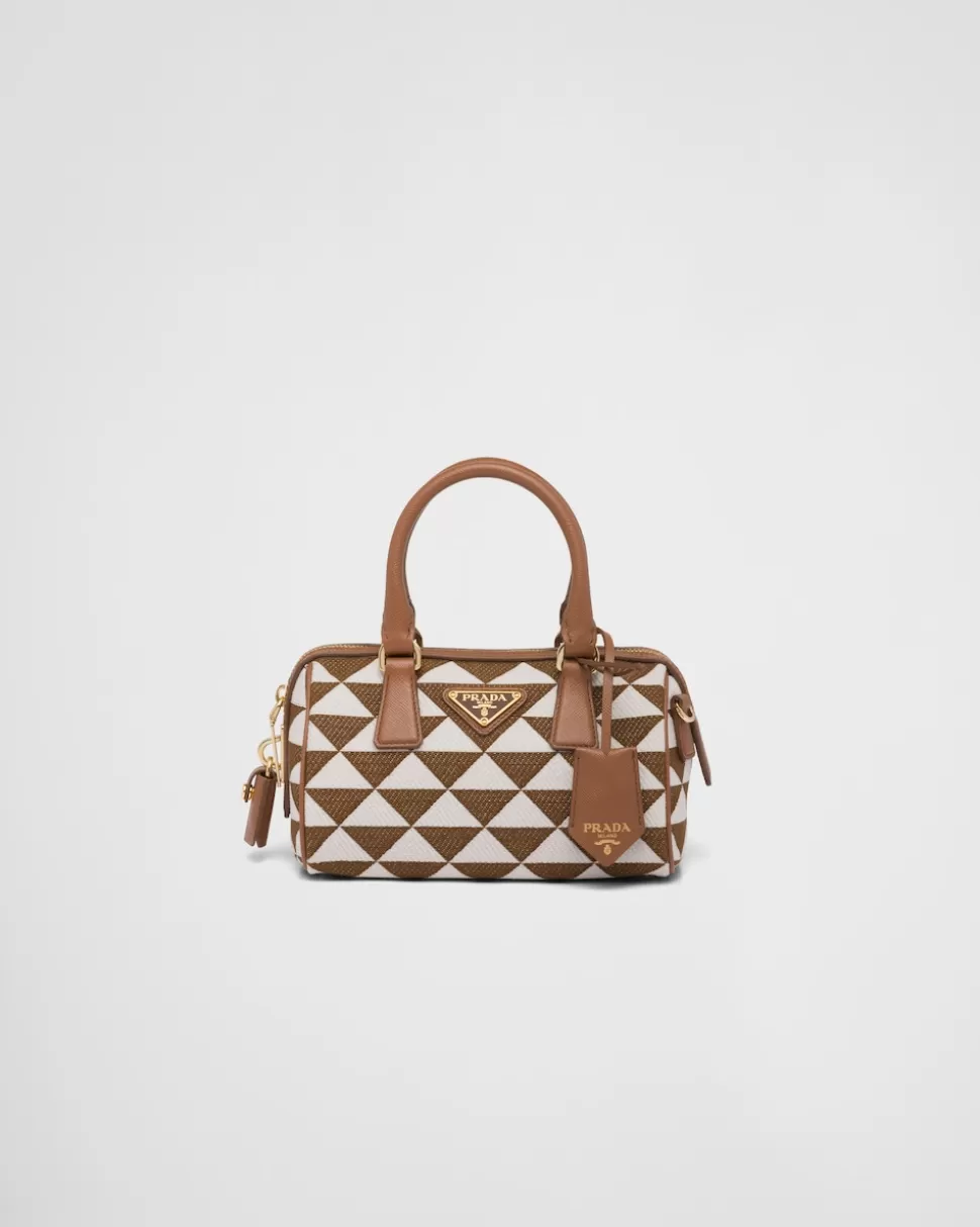 Prada Bolso Symbole De Tela Bordada Con Asa Superior^Mujer MINIBOLSOS | MINIBOLSOS