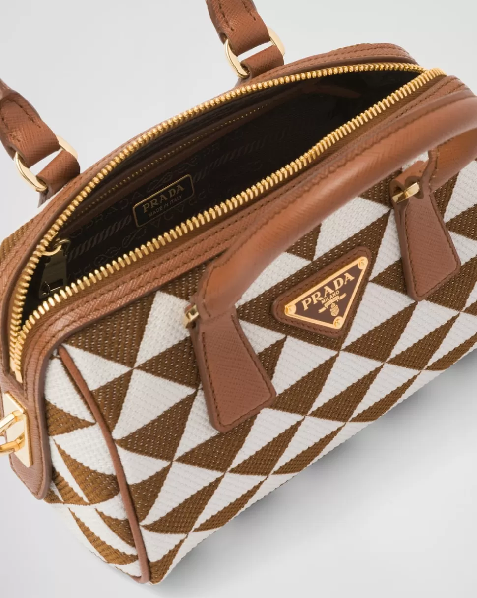 Prada Bolso Symbole De Tela Bordada Con Asa Superior^Mujer MINIBOLSOS | MINIBOLSOS