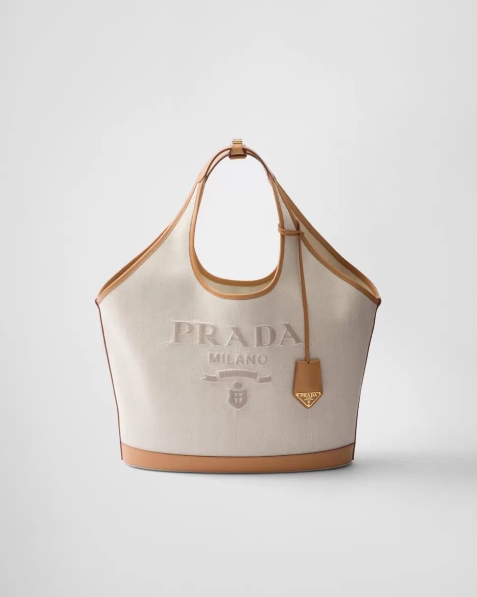 Prada Bolso Tote Grande De Mezcla De Lino Y Piel^Mujer PRADA SUMMER BAGS | BOLSOS GRANDES
