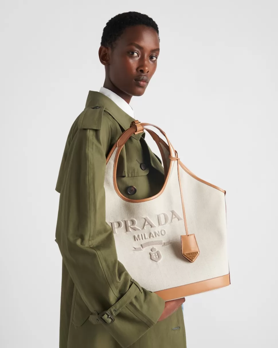 Prada Bolso Tote Grande De Mezcla De Lino Y Piel^Mujer PRADA SUMMER BAGS | BOLSOS GRANDES