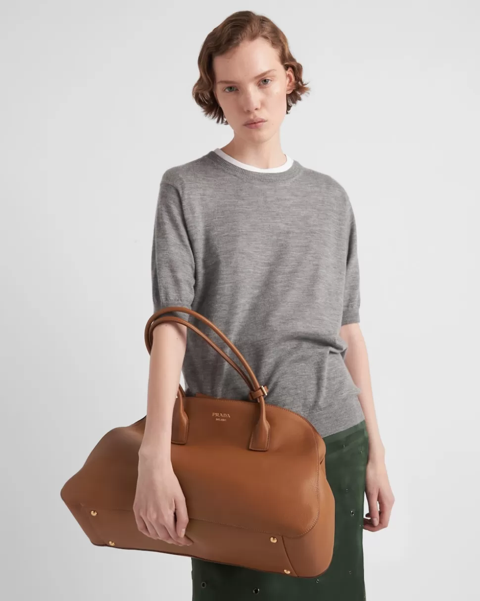 Prada Bolso Tote Grande De Piel Con Cierre De Cremallera^Mujer BOLSOS GRANDES | BOLSOS GRANDES