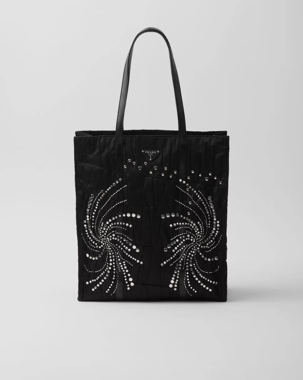 Prada Bolso Tote Grande De Re-nylon Con Patchwork Y Bordados^Mujer BOLSOS GRANDES | BOLSOS GRANDES