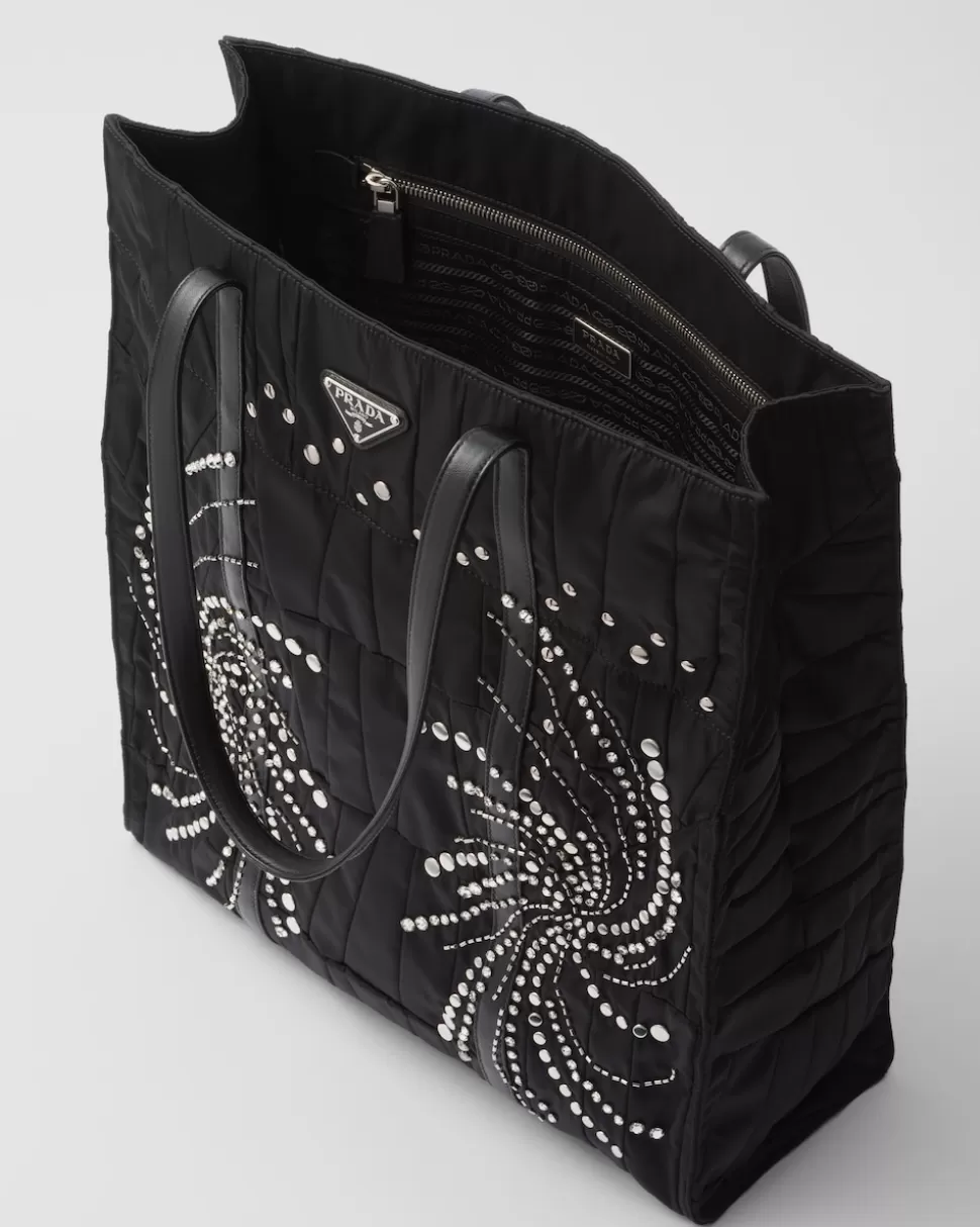 Prada Bolso Tote Grande De Re-nylon Con Patchwork Y Bordados^Mujer BOLSOS GRANDES | BOLSOS GRANDES