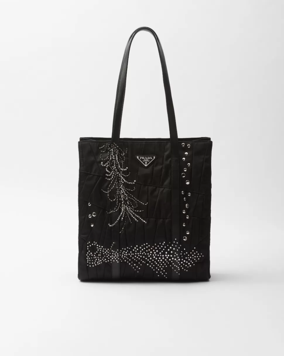 Prada Bolso Tote Mediano De Re-nylon Con Patchwork Y Bordados^Mujer BOLSOS GRANDES | BOLSOS GRANDES