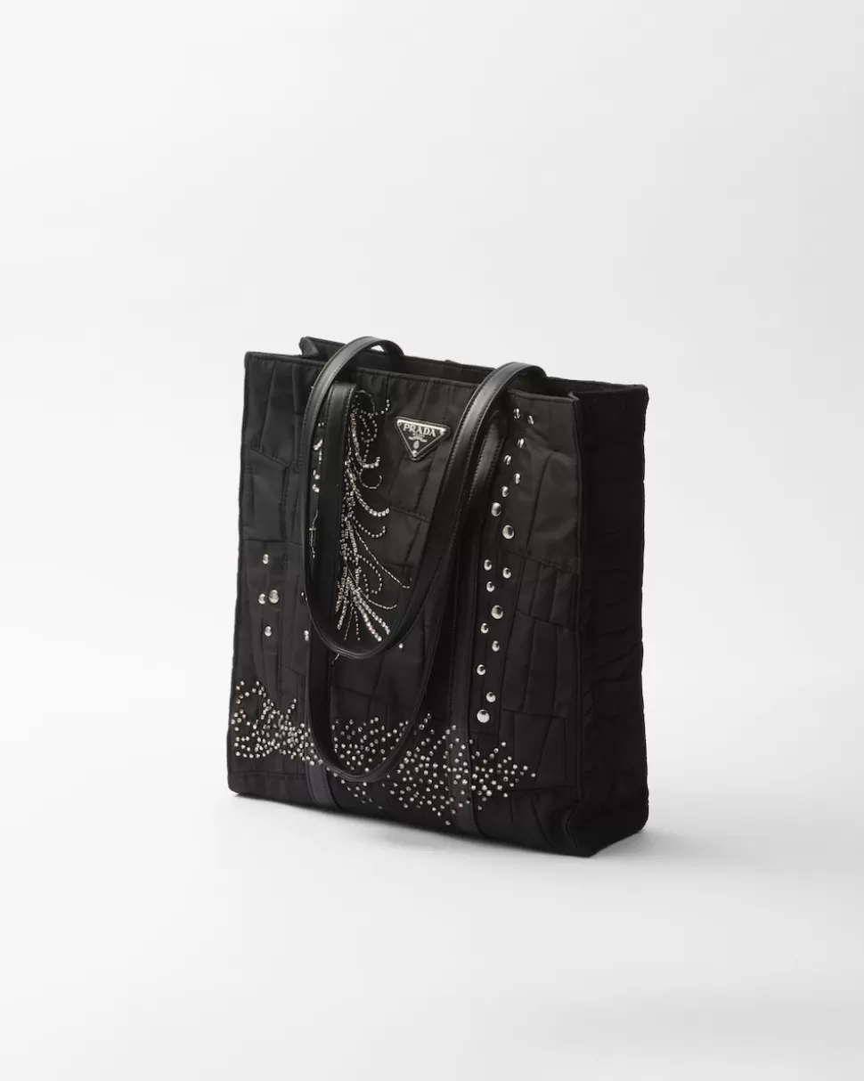 Prada Bolso Tote Mediano De Re-nylon Con Patchwork Y Bordados^Mujer BOLSOS GRANDES | BOLSOS GRANDES