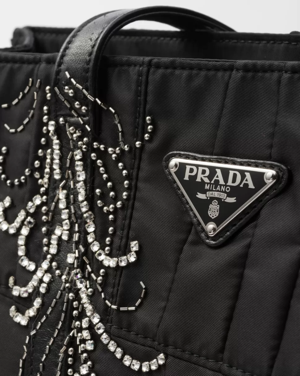 Prada Bolso Tote Mediano De Re-nylon Con Patchwork Y Bordados^Mujer BOLSOS GRANDES | BOLSOS GRANDES