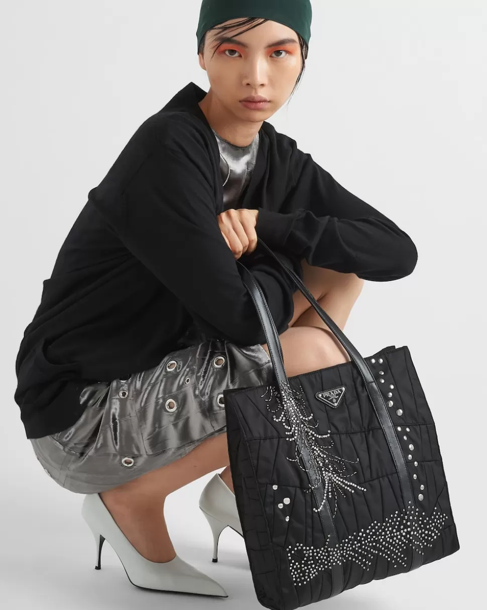 Prada Bolso Tote Mediano De Re-nylon Con Patchwork Y Bordados^Mujer BOLSOS GRANDES | BOLSOS GRANDES