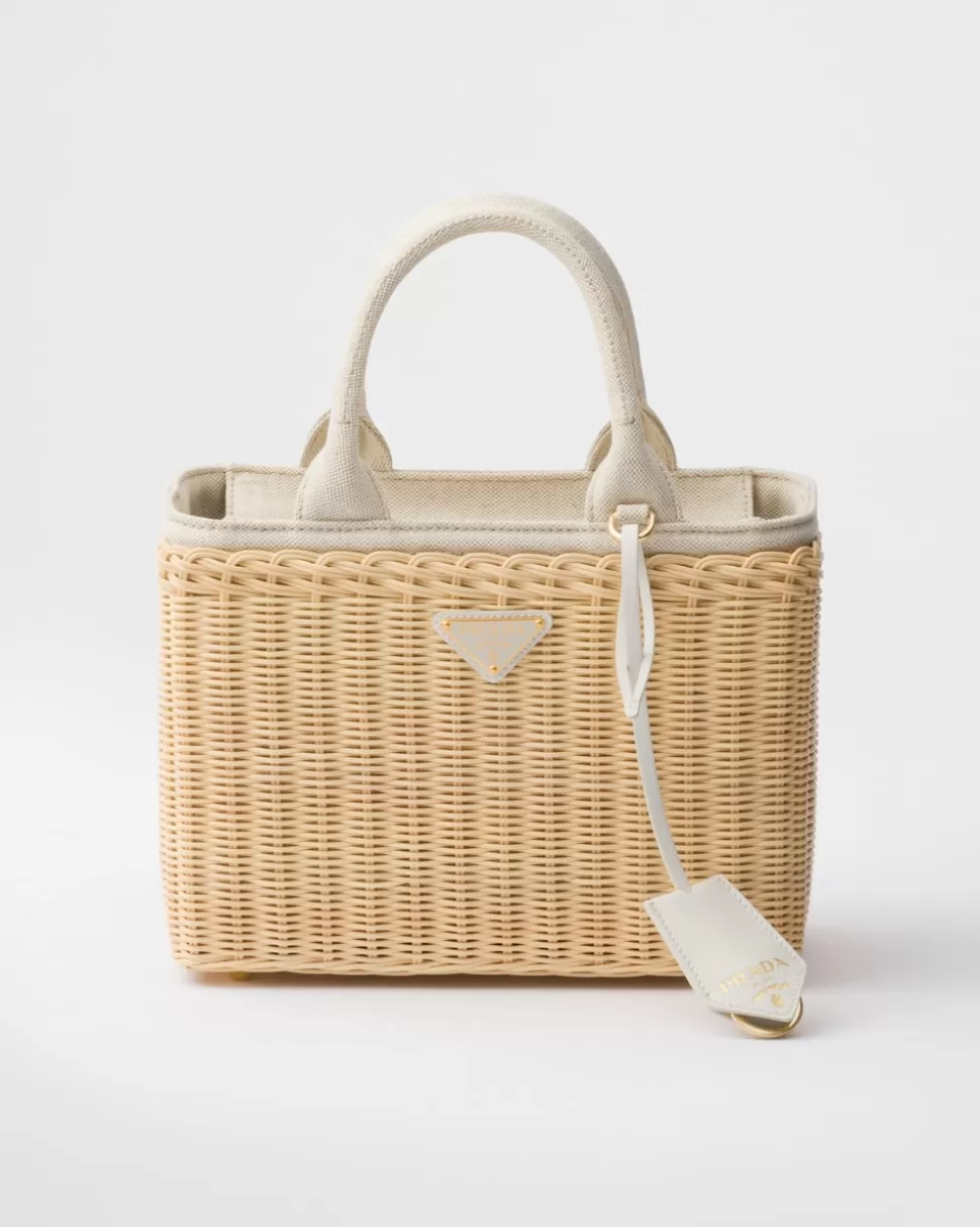 Prada Bolso Tote Mediano De Tejido Trenzado Y Mezcla De Lino^Mujer PRADA SUMMER BAGS | BOLSOS GRANDES