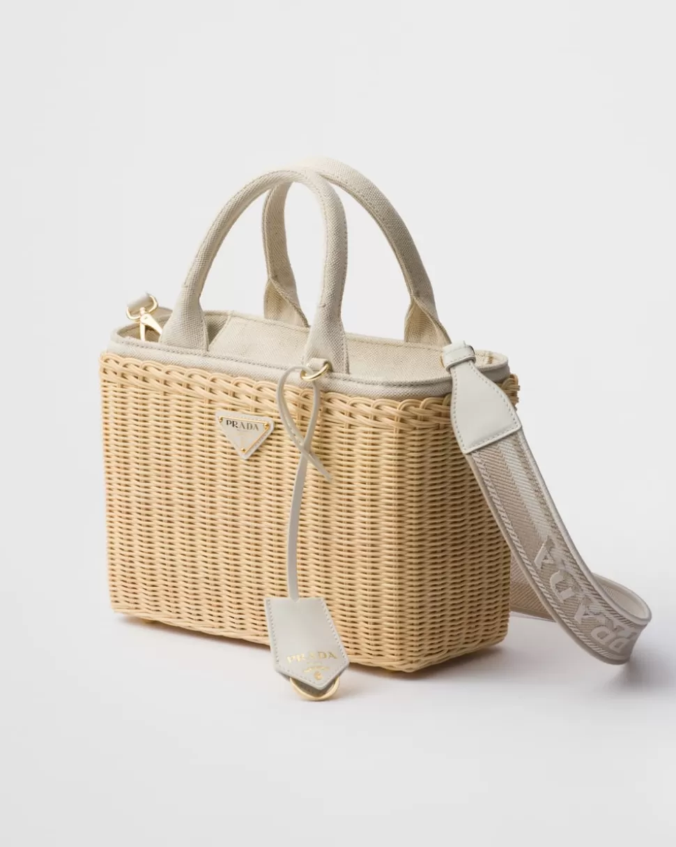 Prada Bolso Tote Mediano De Tejido Trenzado Y Mezcla De Lino^Mujer PRADA SUMMER BAGS | BOLSOS GRANDES