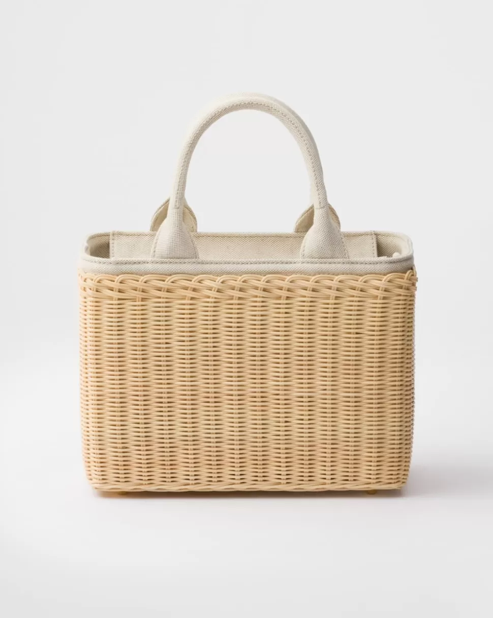 Prada Bolso Tote Mediano De Tejido Trenzado Y Mezcla De Lino^Mujer PRADA SUMMER BAGS | BOLSOS GRANDES