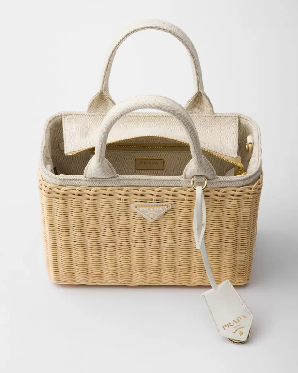 Prada Bolso Tote Mediano De Tejido Trenzado Y Mezcla De Lino^Mujer PRADA SUMMER BAGS | BOLSOS GRANDES