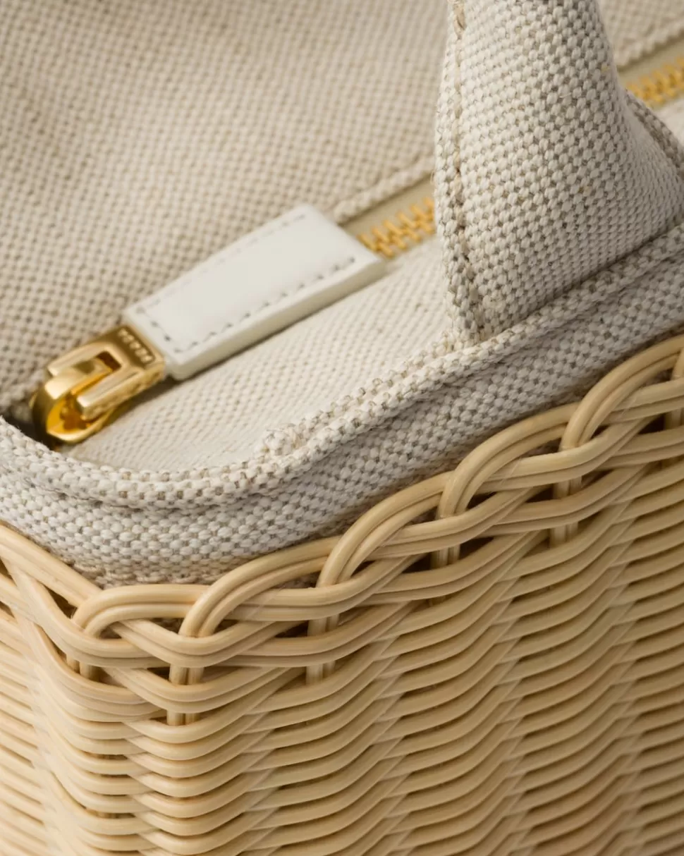Prada Bolso Tote Mediano De Tejido Trenzado Y Mezcla De Lino^Mujer PRADA SUMMER BAGS | BOLSOS GRANDES