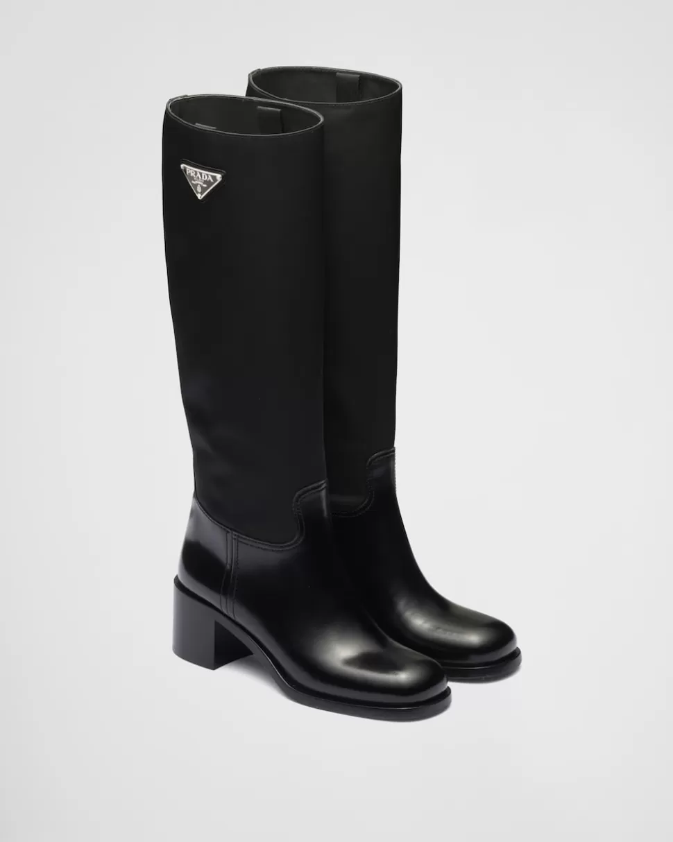 Prada Botas De Re-nylon Y Piel Cepillada^Mujer BOTINAS Y BOTAS