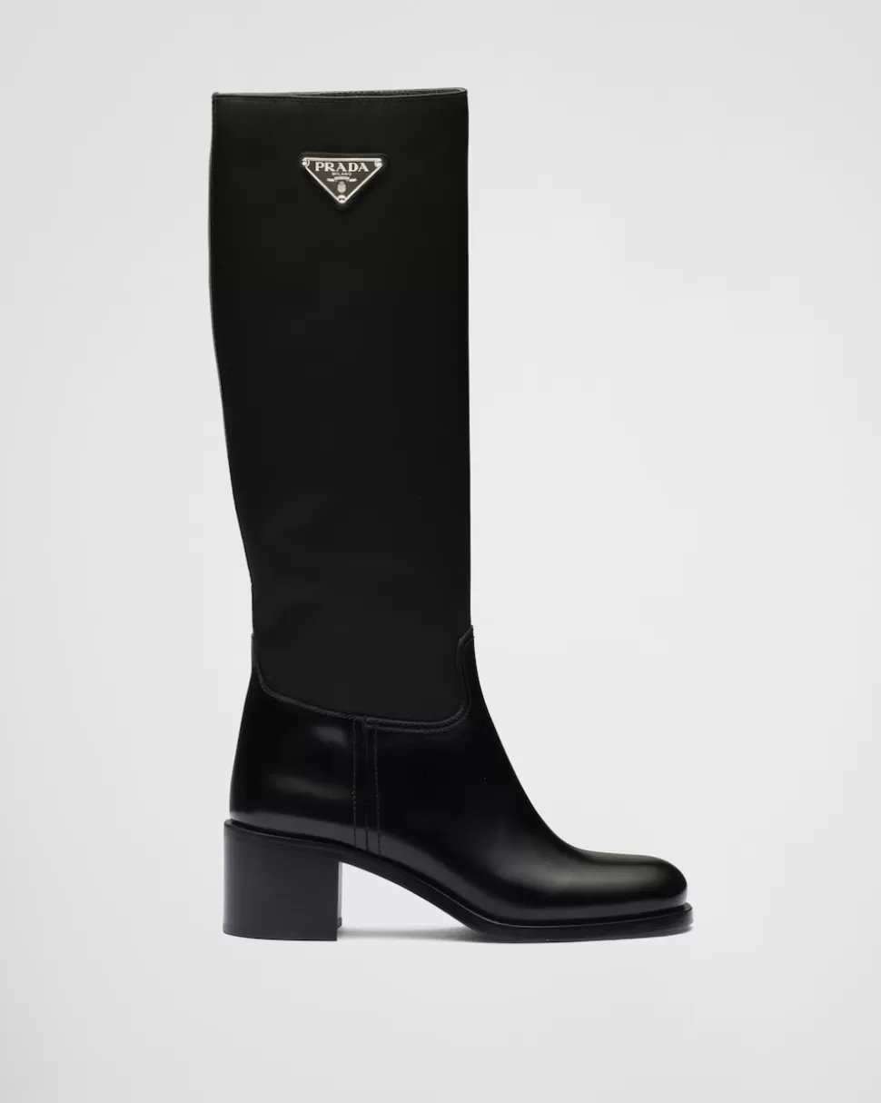 Prada Botas De Re-nylon Y Piel Cepillada^Mujer BOTINAS Y BOTAS