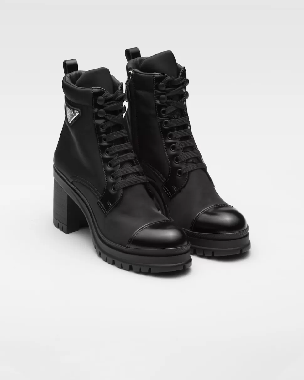 Prada Botines De Cordones De Piel Cepillada Y Re-nylon^Mujer BOTINAS Y BOTAS