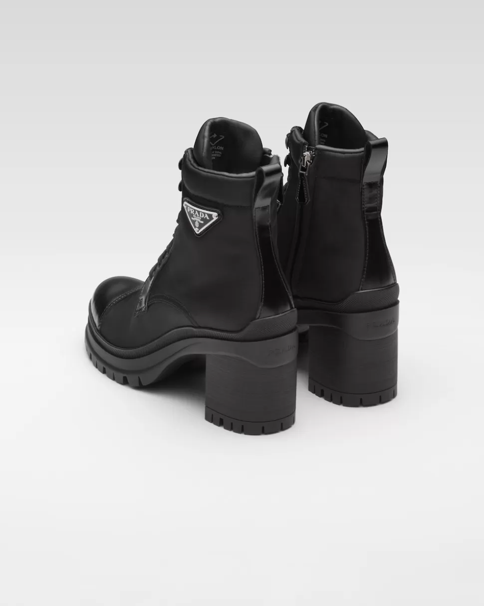 Prada Botines De Cordones De Piel Cepillada Y Re-nylon^Mujer BOTINAS Y BOTAS
