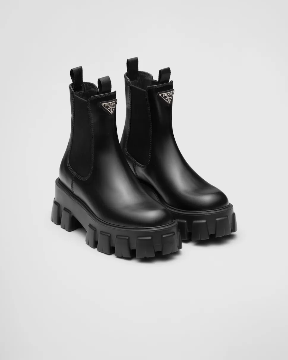 Prada Botines De Piel Cepillada Monolith^Mujer BOTINAS Y BOTAS