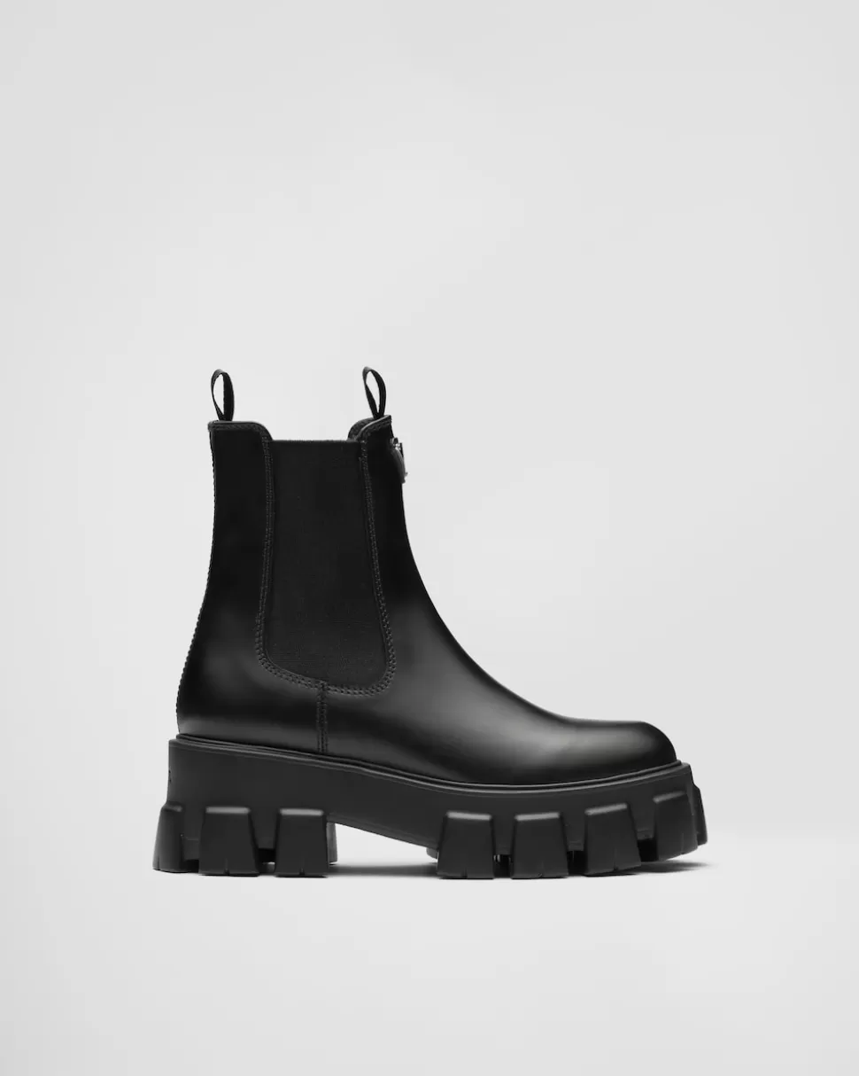 Prada Botines De Piel Cepillada Monolith^Mujer BOTINAS Y BOTAS