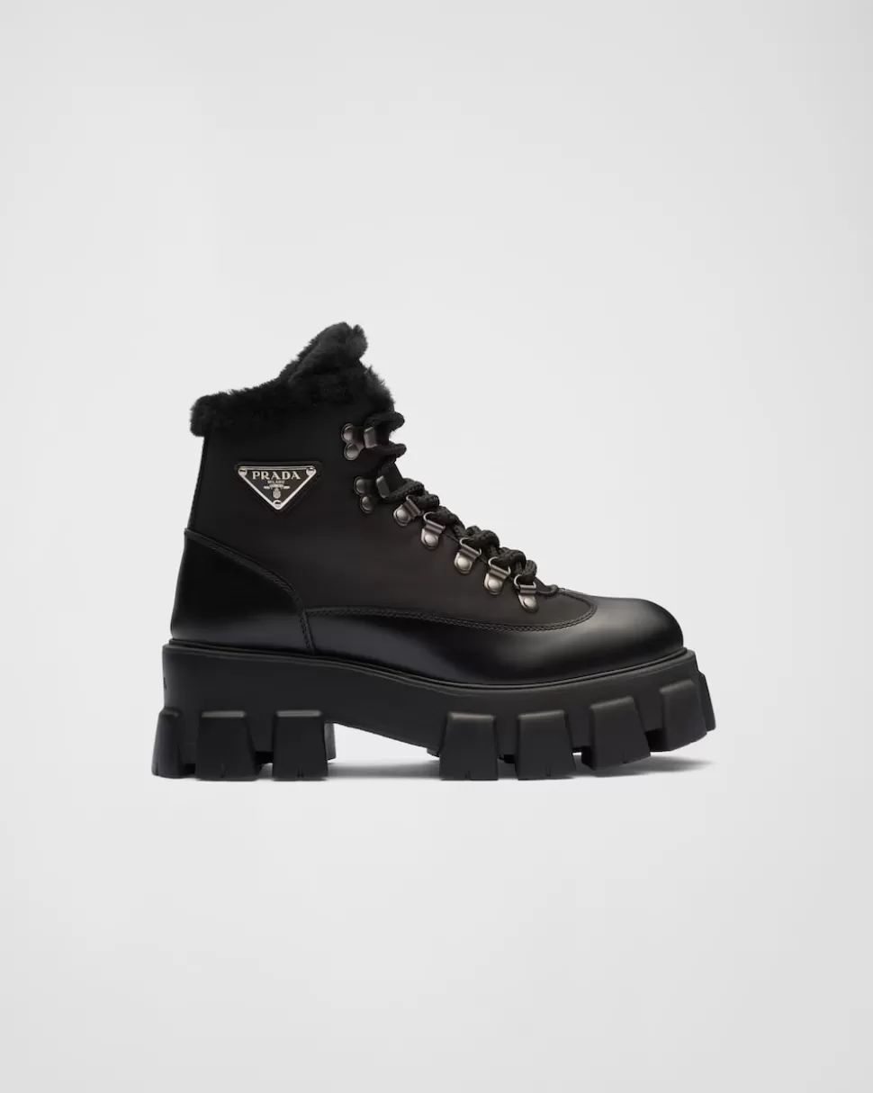Prada Botines Monolith De Piel Y Re-nylon^Mujer BOTINAS Y BOTAS