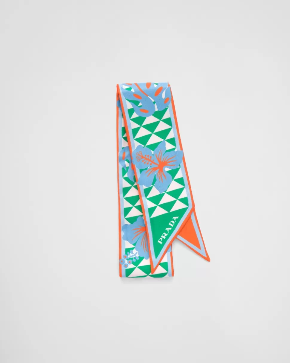 Prada Bufanda De Sarga Estampada^Mujer BUFANDAS Y PAÑUELOS