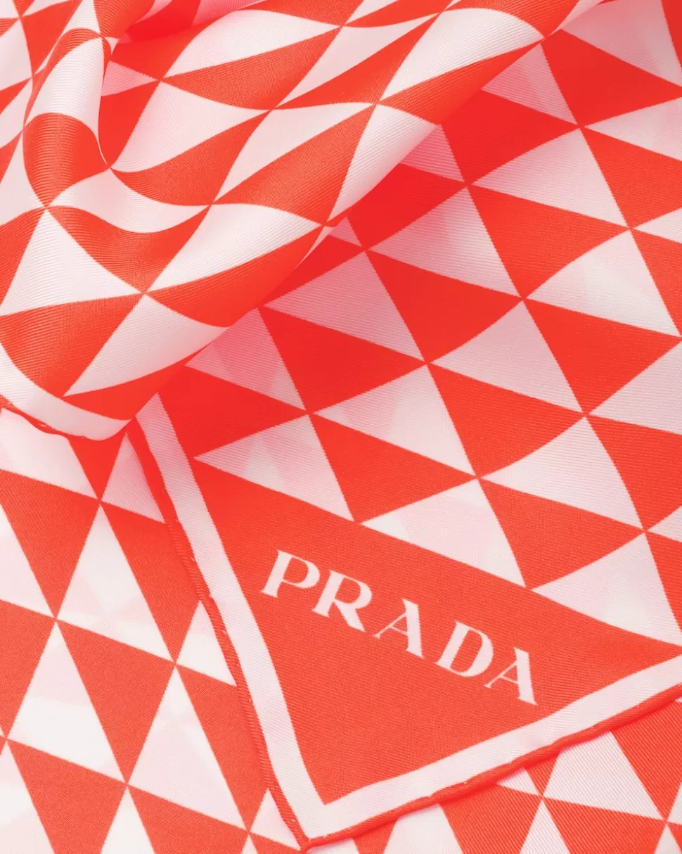 Prada Bufanda De Sarga Estampada^Mujer BUFANDAS Y PAÑUELOS