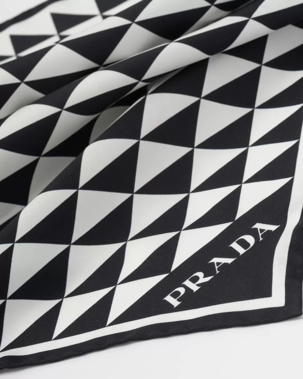 Prada Bufanda De Sarga Estampada^Mujer BUFANDAS Y PAÑUELOS
