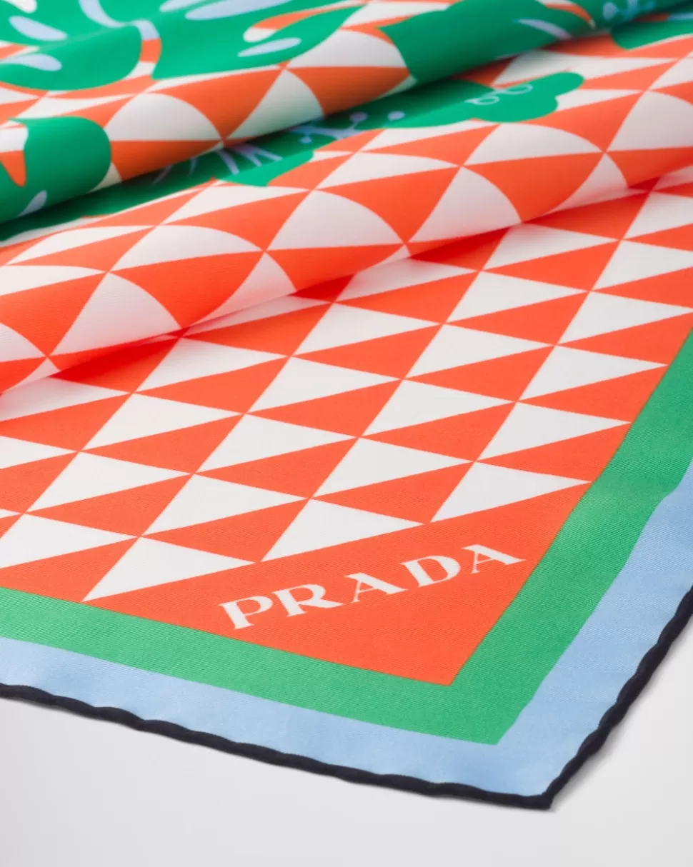 Prada Bufanda De Sarga Estampada^Mujer BUFANDAS Y PAÑUELOS
