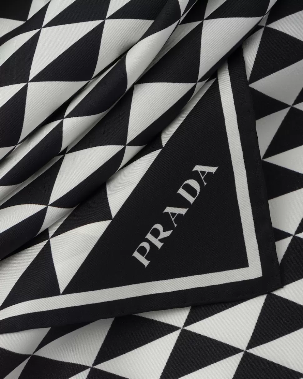 Prada Bufanda De Sarga Estampada^Mujer BUFANDAS Y PAÑUELOS