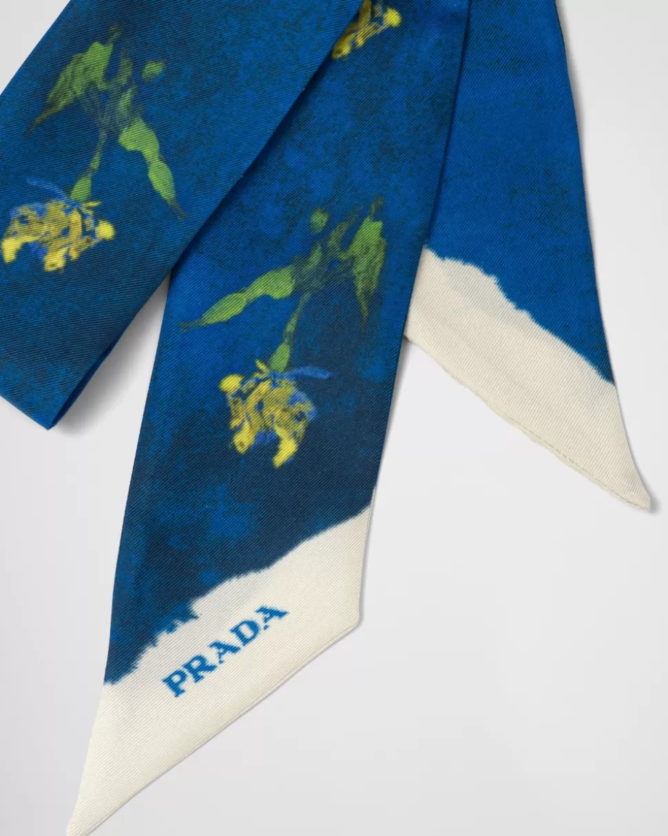 Prada Bufanda De Sarga Estampada^Mujer BUFANDAS Y PAÑUELOS
