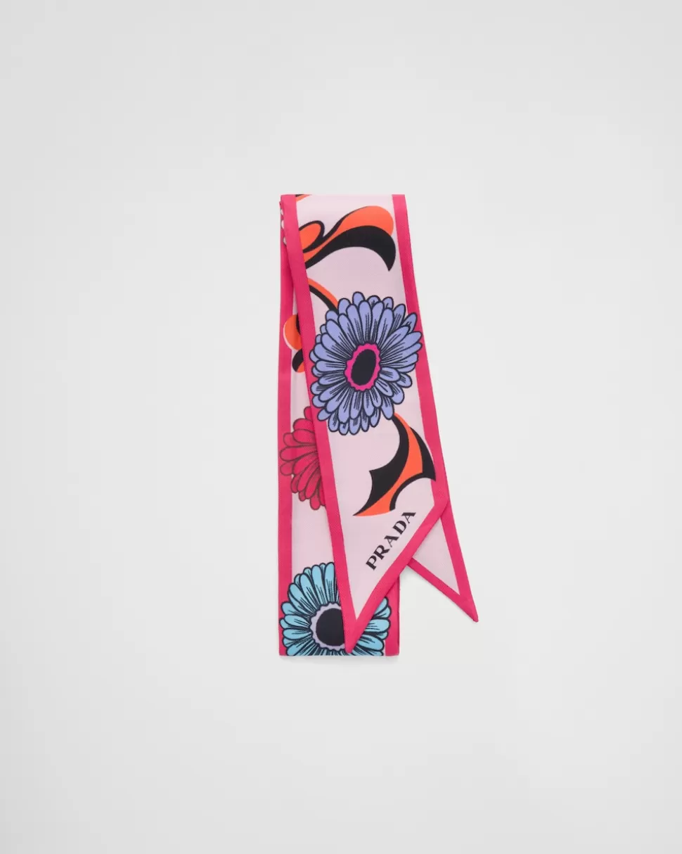 Prada Bufanda De Sarga Estampada^Mujer BUFANDAS Y PAÑUELOS