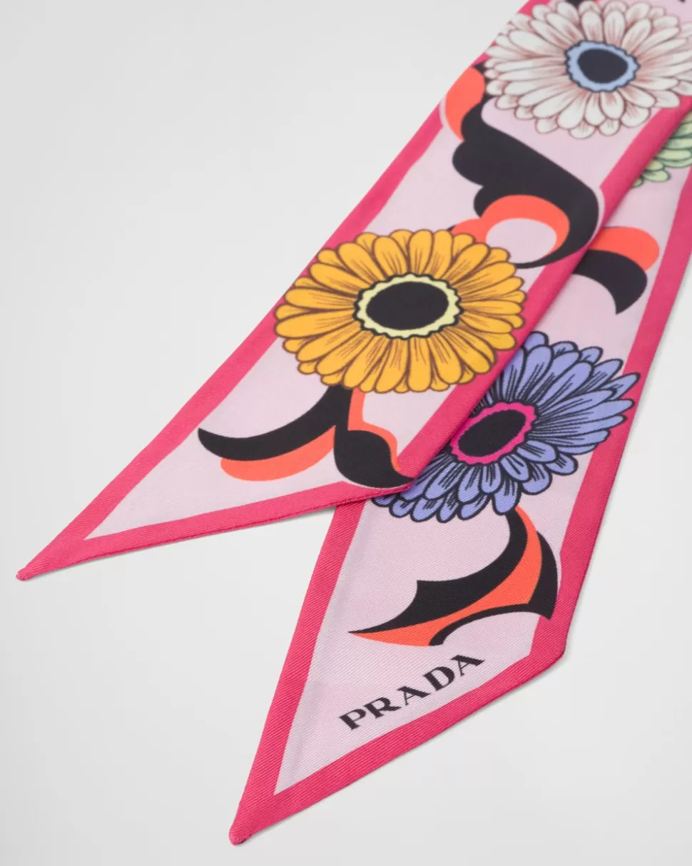Prada Bufanda De Sarga Estampada^Mujer BUFANDAS Y PAÑUELOS