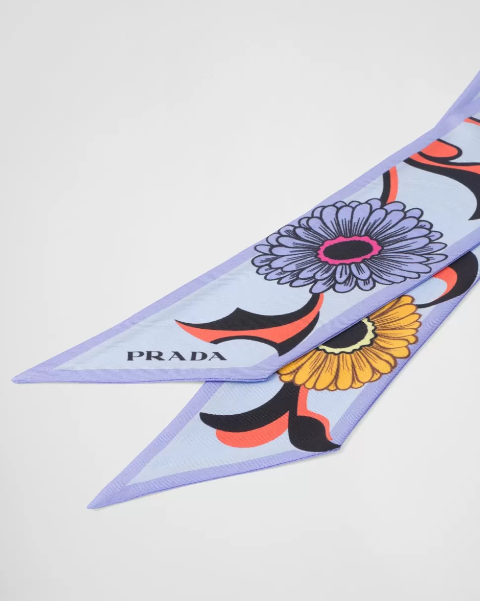 Prada Bufanda De Sarga Estampada^Mujer BUFANDAS Y PAÑUELOS