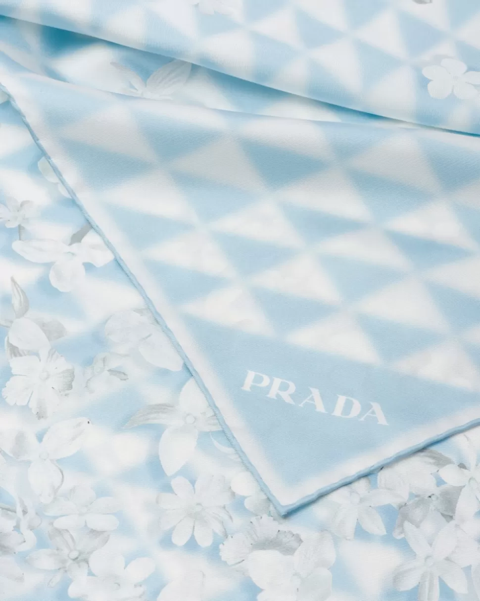 Prada Bufanda De Sarga Estampada^Mujer BUFANDAS Y PAÑUELOS