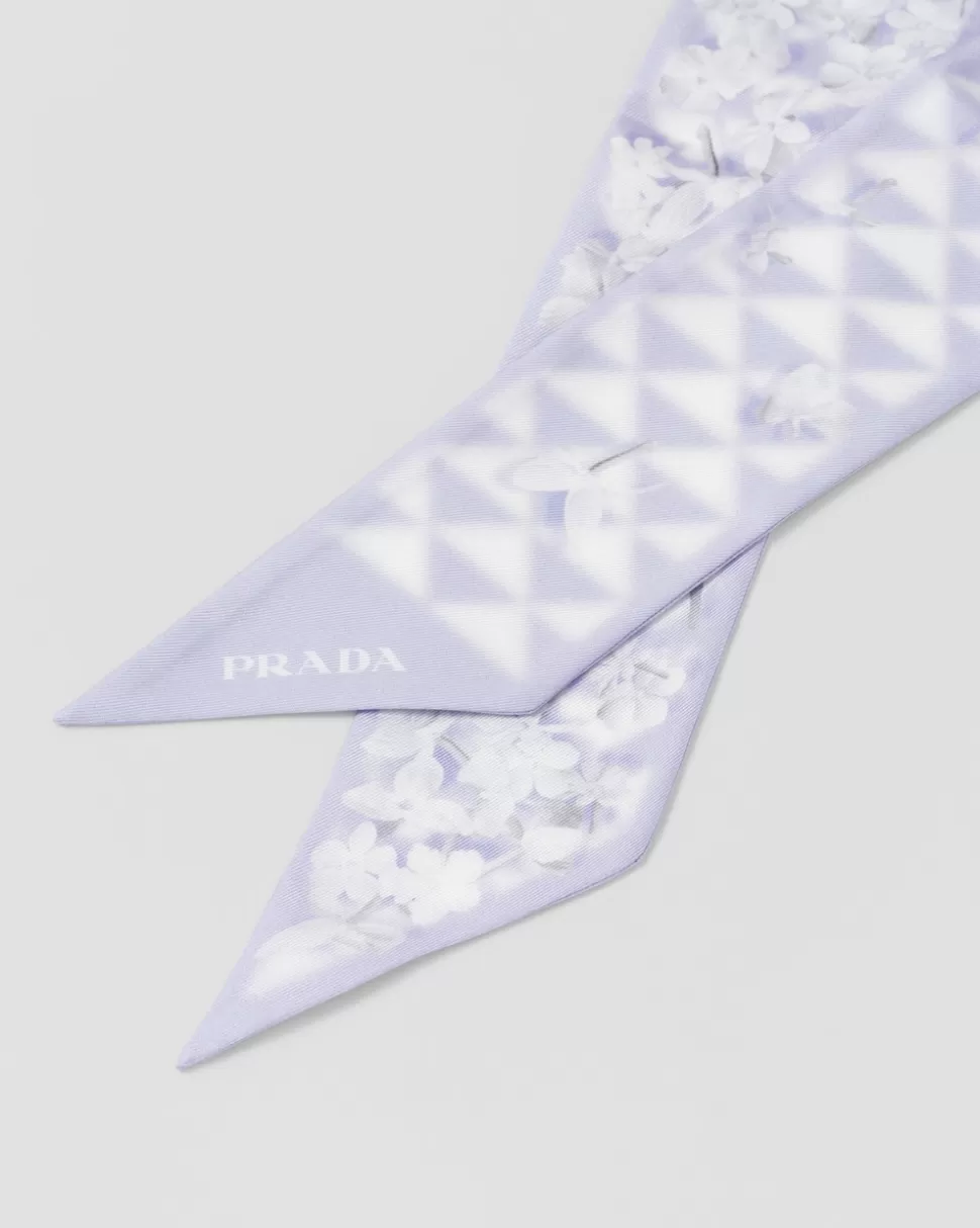 Prada Bufanda De Sarga Estampada^Mujer BUFANDAS Y PAÑUELOS