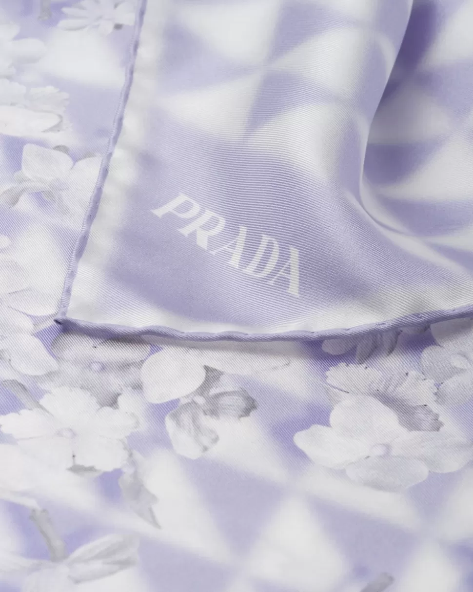 Prada Bufanda De Sarga Estampada^Mujer BUFANDAS Y PAÑUELOS