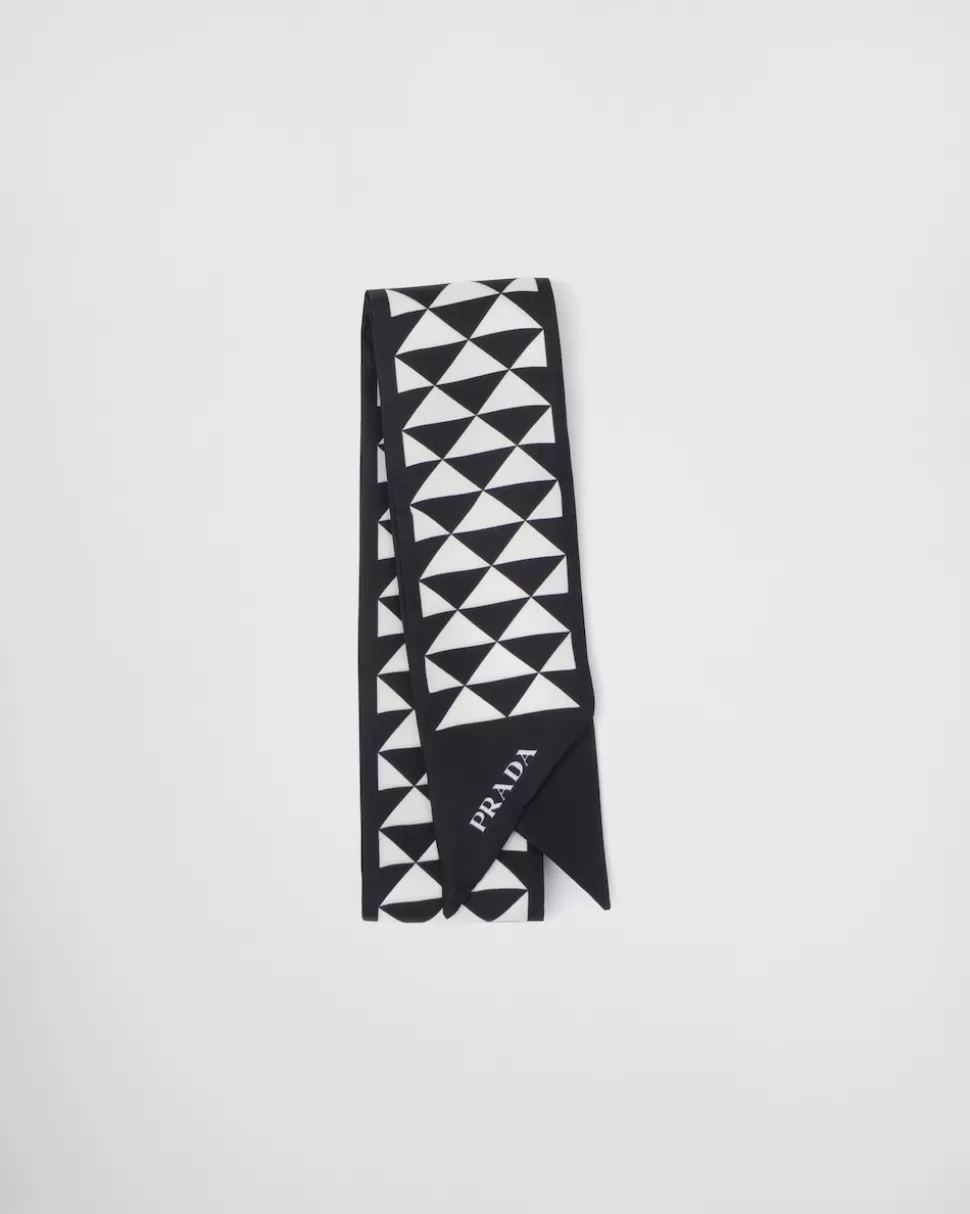 Prada Bufanda De Sarga Estampada^Mujer BUFANDAS Y PAÑUELOS