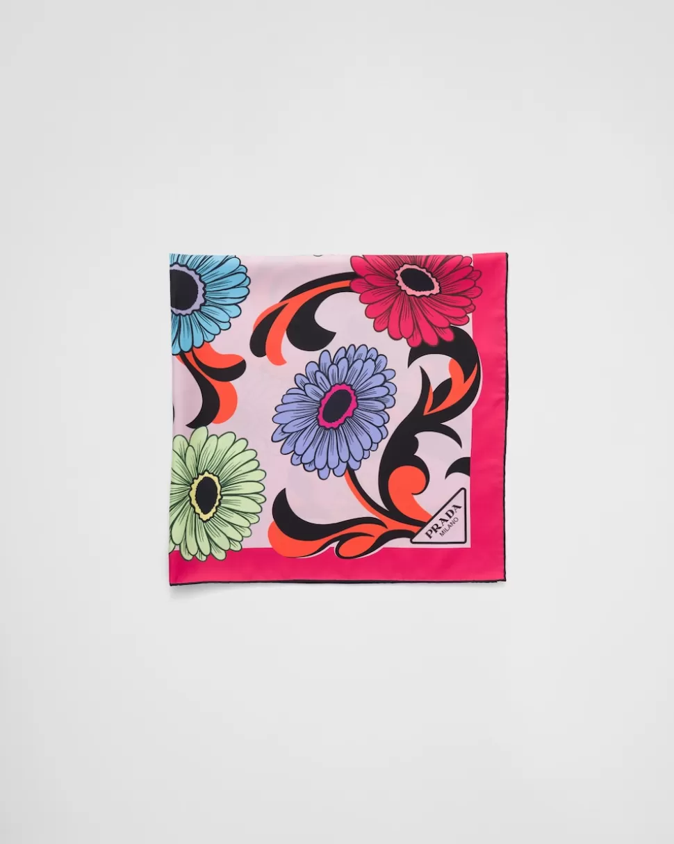 Prada Bufanda De Sarga Estampada^Mujer BUFANDAS Y PAÑUELOS