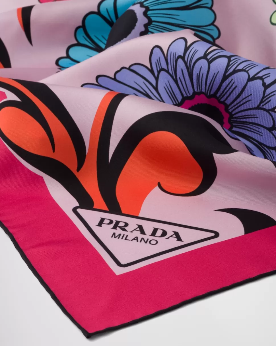 Prada Bufanda De Sarga Estampada^Mujer BUFANDAS Y PAÑUELOS