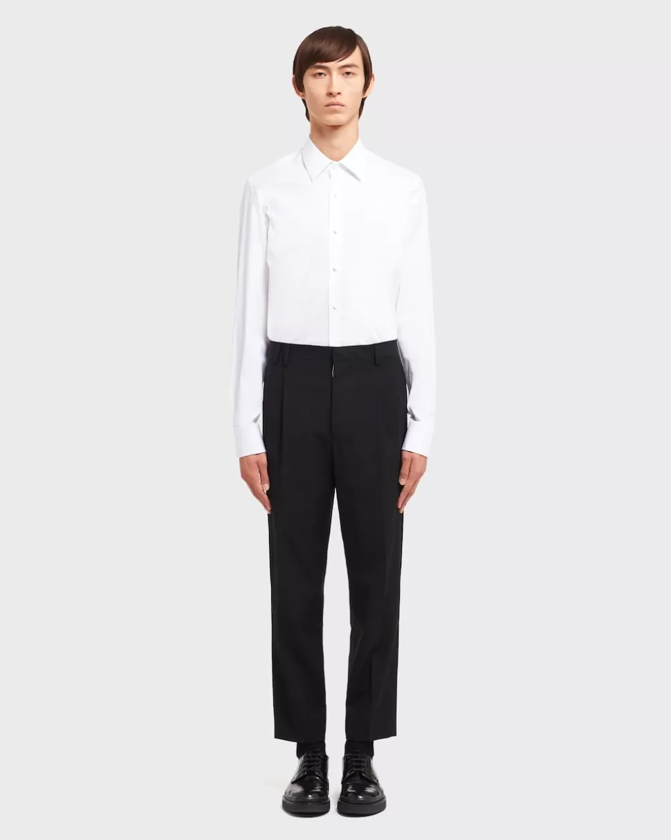 Prada Camisa De Algodón Elástico^Hombre CAMISAS
