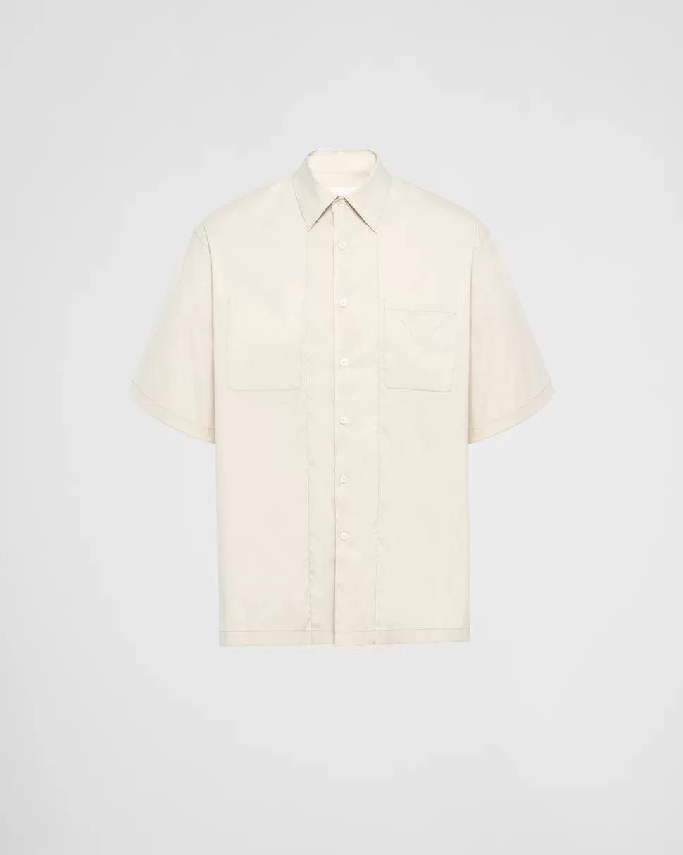 Prada Camisa De Algodón Elástico De Manga Corta^Hombre CAMISAS