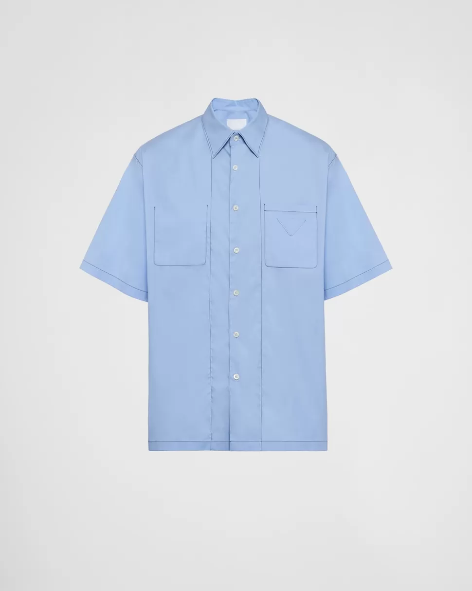 Prada Camisa De Algodón Elástico De Manga Corta^Hombre CAMISAS