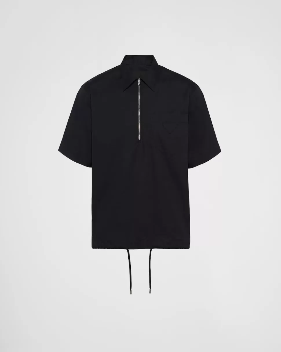 Prada Camisa De Algodón Elástico De Manga Corta^Hombre CAMISAS