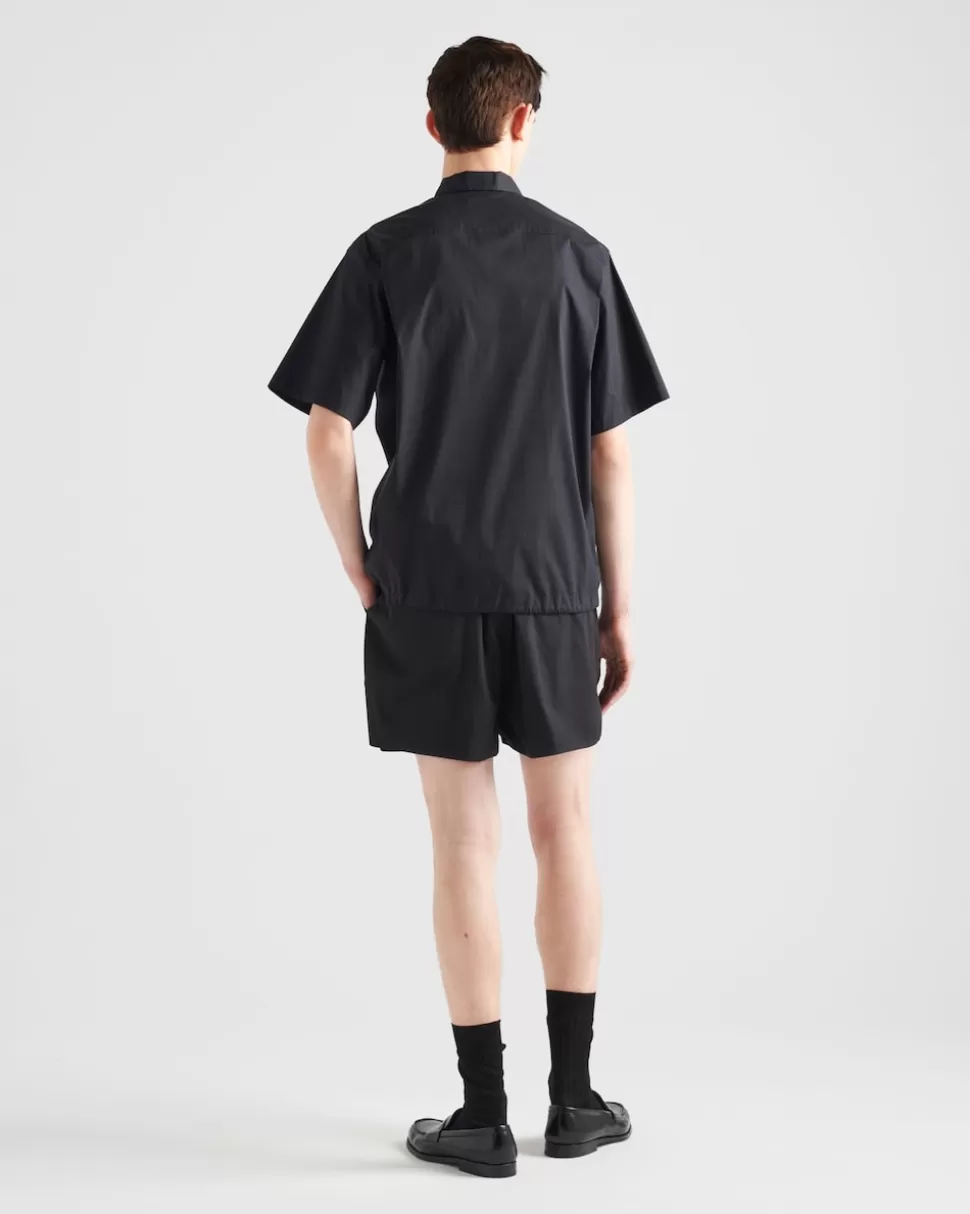 Prada Camisa De Algodón Elástico De Manga Corta^Hombre CAMISAS